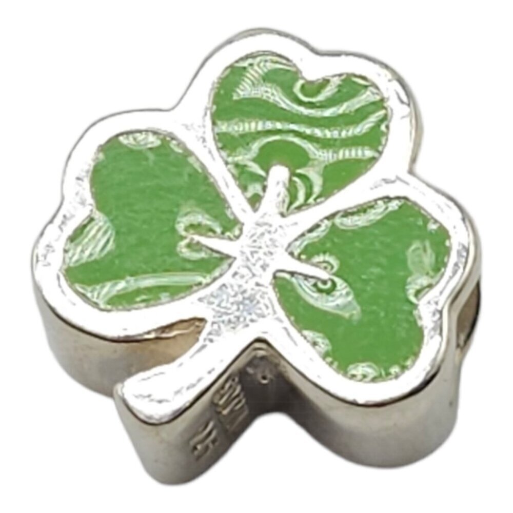Solvar Sterling Silver Enamel Irish Shamrock Slide Charm Kids New Old Stock